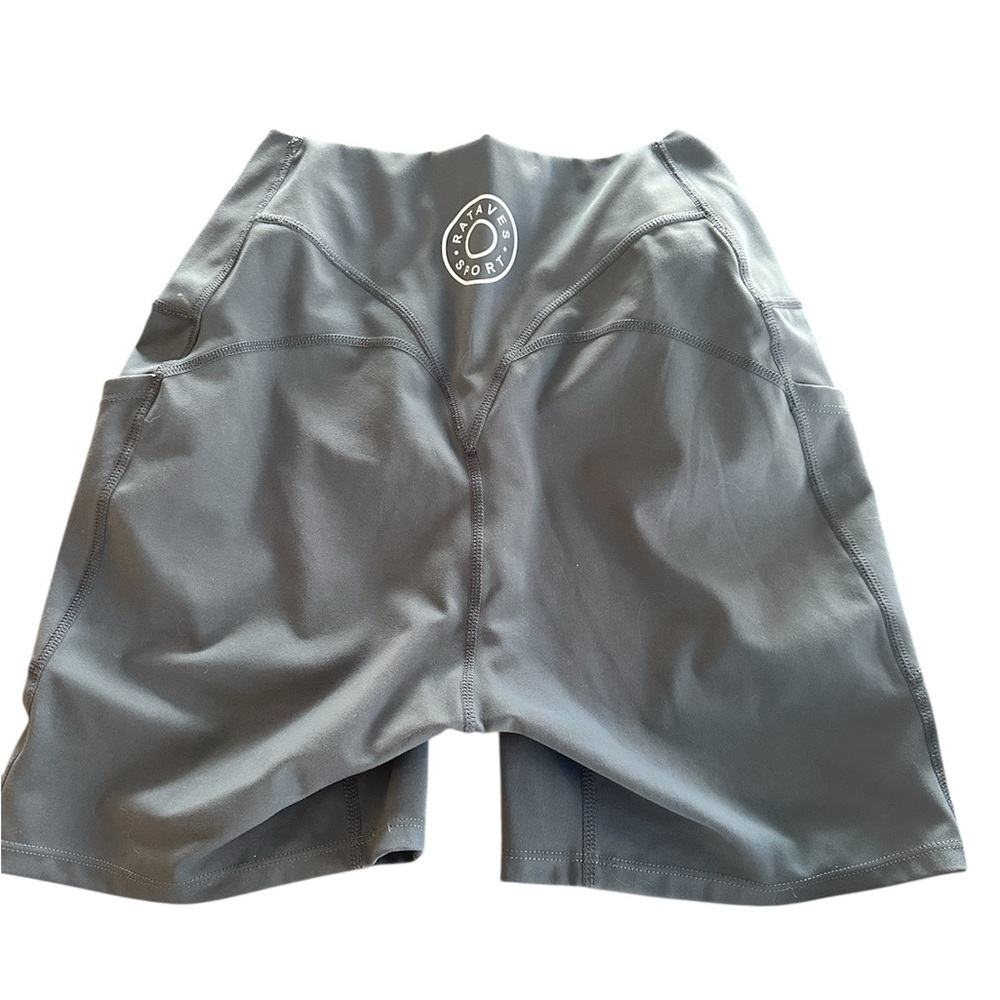 RATAVES Women Charcoal Bike Short With Pockets And Butt Lift Size Small 5”Inseam